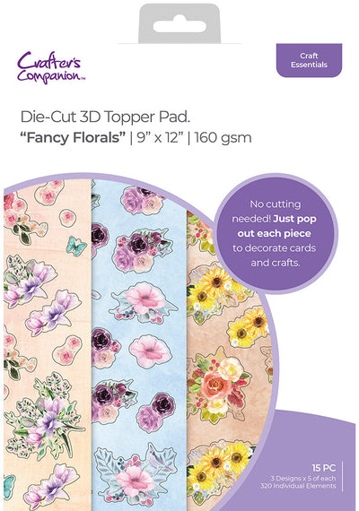 Crafters Companion 12 x 9 3D Topper Pad - Fancy Florals