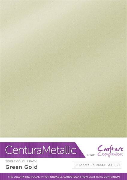 Crafter's Companion Centura Pearl Metallic A4 Single Colour 10 Sheet Pack - Green Gold