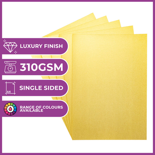 Crafter's Companion Centura Pearl Metallic A4 Single Colour 10 Sheet Pack - Pale Gold