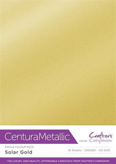 Crafter's Companion Centura Pearl Metallic A4 Single Colour 10 Sheet Pack - Solar Gold