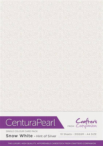 Crafter's Companion Centura Pearl Snow White Hint of Silver A4 Printable Card Pack - 10 Sheets