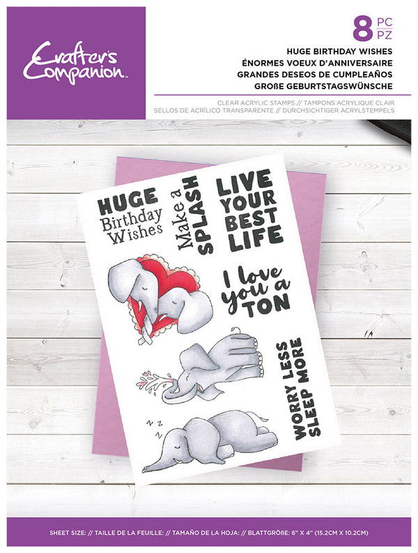 Crafter's Companion Clear Acrylic Stamp – Huge Birthday Wishes