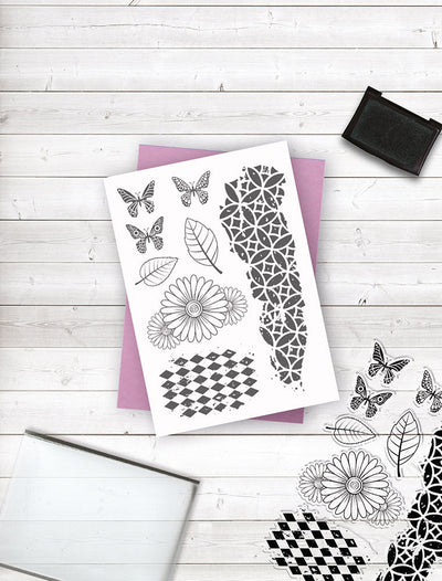 Crafters Companion Clear Acrylic Stamps - Flutterby Florals