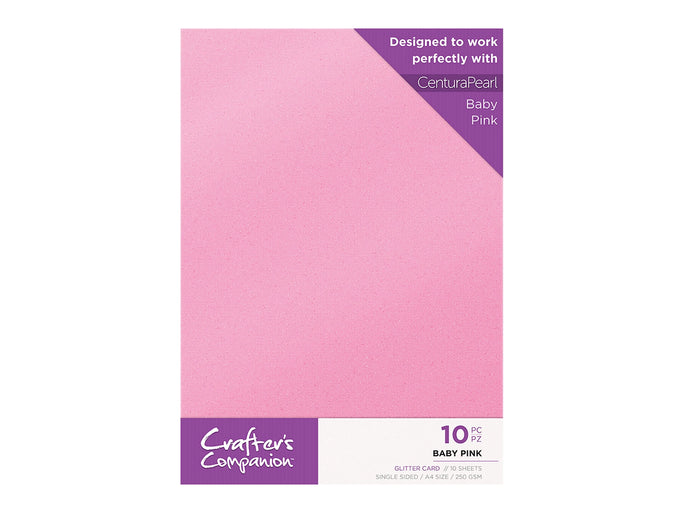 Crafter's Companion Glitter Card 10 Sheet Pack - Baby Pink