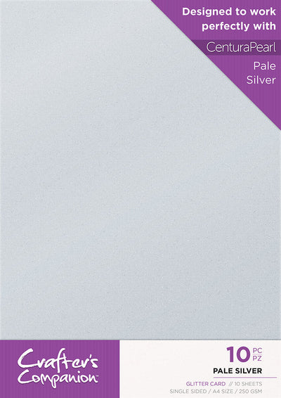 Crafter's Companion Glitter Card 10 Sheet Pack - Pale Silver