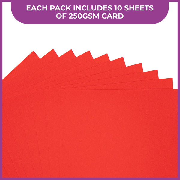 Crafter's Companion Glitter Card 10 Sheet Pack - Xmas Red