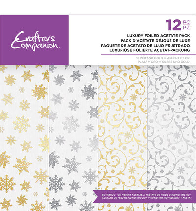 Crafters Companion Luxury Foiled Acetate Pad - Gold & Silver