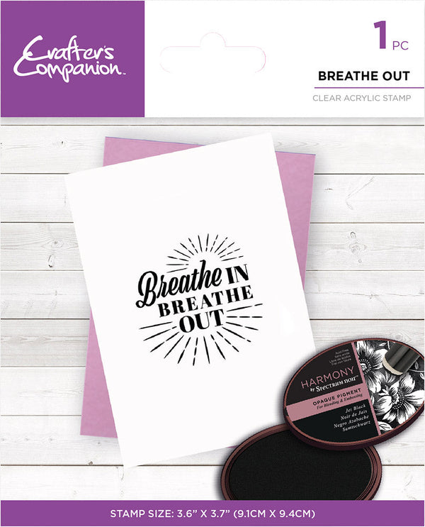 Crafter's Companion Mindfulness Quotes Clear Acrylic Stamp - Breathe Out