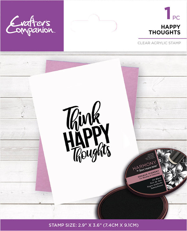 Crafter's Companion Mindfulness Quotes Clear Acrylic Stamp - Happy Thoughts