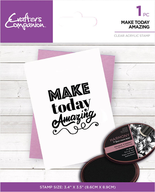 Crafter's Companion Mindfulness Quotes Clear Acrylic Stamp - Make Today Amazing