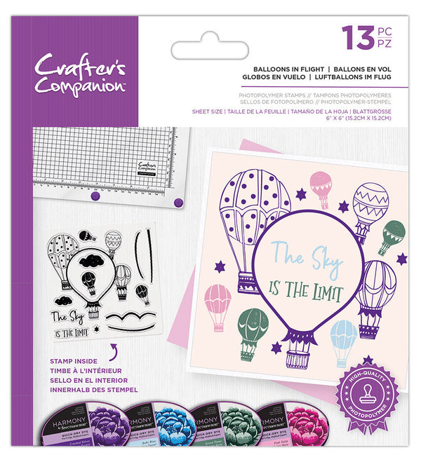 Crafters Companion Photopolymer Stamp - Balloons in flight