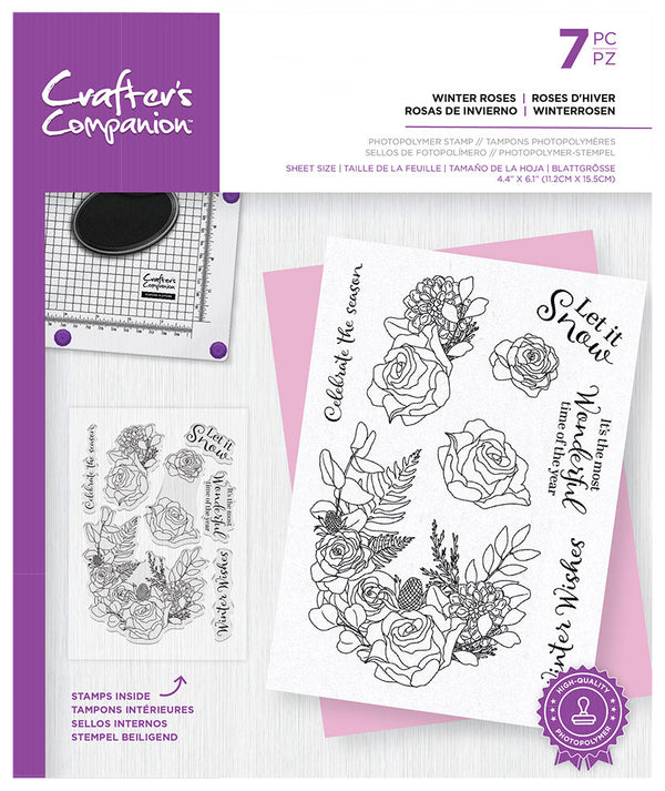 Crafters Companion Winter Floral A6 Photopolymer Stamp - Winter Roses