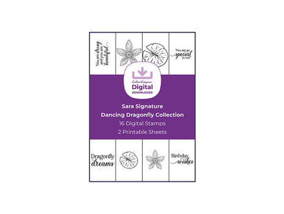 Sara Signature Dancing Dragonfly Collection - Digital Stamp Sheets - A4