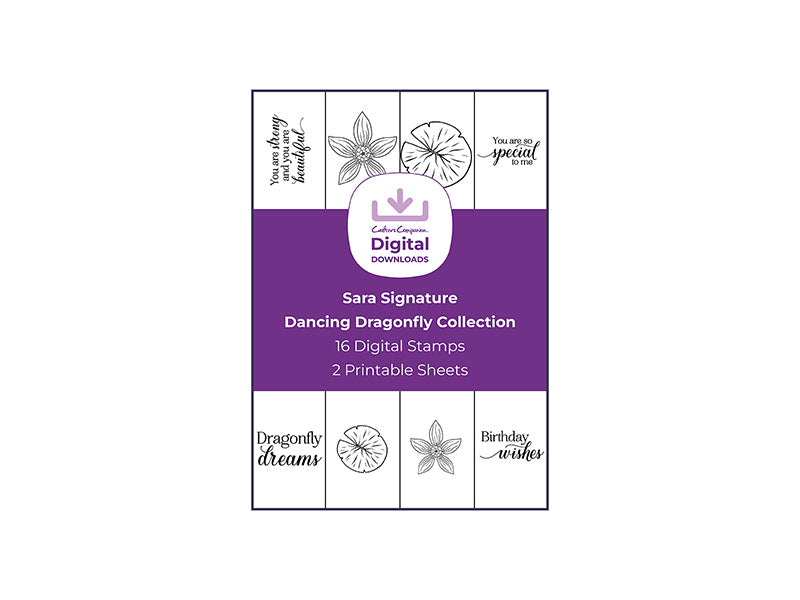 Sara Signature Dancing Dragonfly Collection - Digital Stamp Sheets - A4