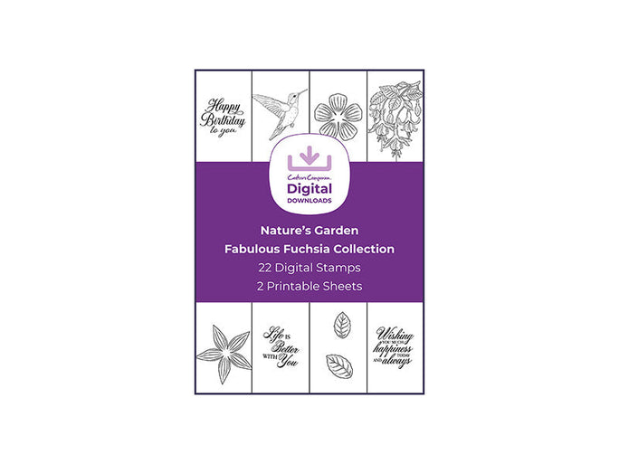 Nature's Garden Fabulous Fuchsia Collection - Digital Stamp Sheets - 11" x 8.5"