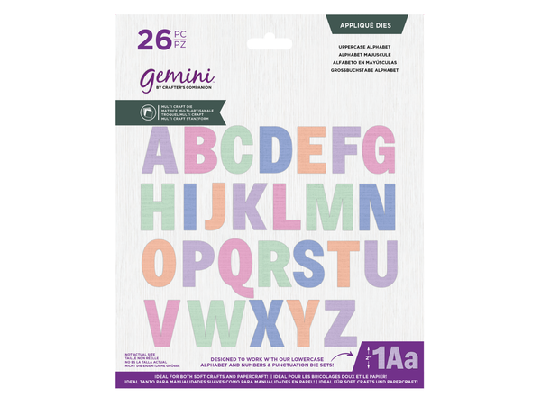 Gemini- Multi Craft Dies - Appliqué - Uppercase Alphabet