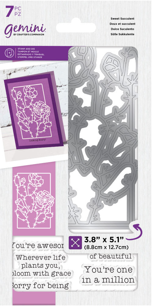 Gemini Decorative Outline Stamp and Die - Sweet Succulent