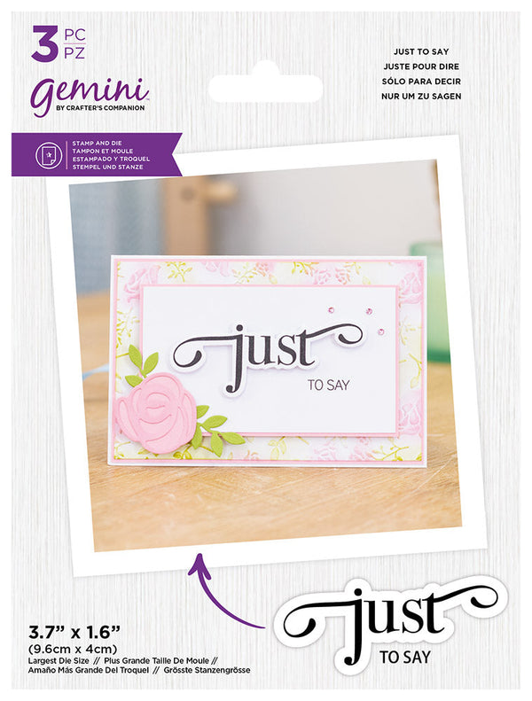 Gemini Fancy Sentiments Stamp and Die - Just to Say