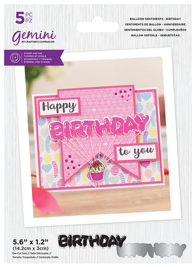 Gemini Stamp & Die Balloon Sentiments - Birthday