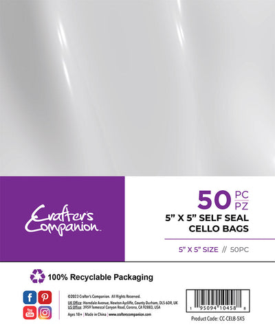 Crafter's Companion 5x 5 Self Seal Cello Bags - 50 Pack