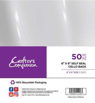 Crafter's Companion 6 x 6 Self Seal Cello Bags - 50 Pack