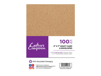 Crafter's Companion - 5"x7" Kraft Card & Envelopes 50pk