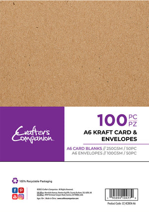 Crafter's Companion A6 Kraft Card & Envelopes - 100 Piece | Crafter's ...
