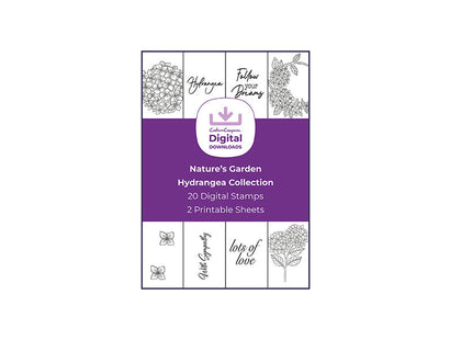 Nature's Garden Hydrangea Collection - Digital Stamp Sheets - A4