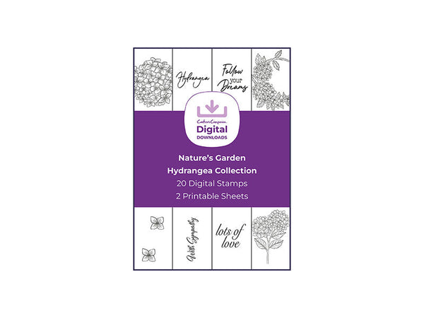 Nature's Garden Hydrangea Collection - Digital Stamp Sheets - A4