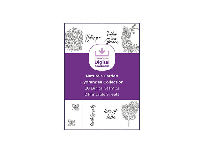 Nature's Garden Hydrangea Collection - Digital Stamp Sheets - 11" x 8.5"