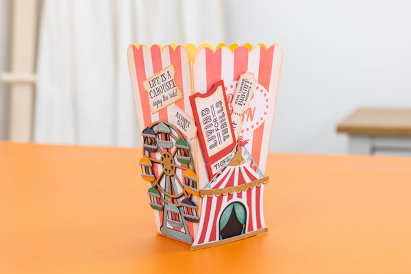 Vintage Carnival Stencil & Die Set - Popcorn Treat Box