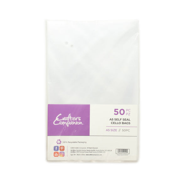 Crafter's Companion A5 Self Seal Cello Bags - 50 Pack
