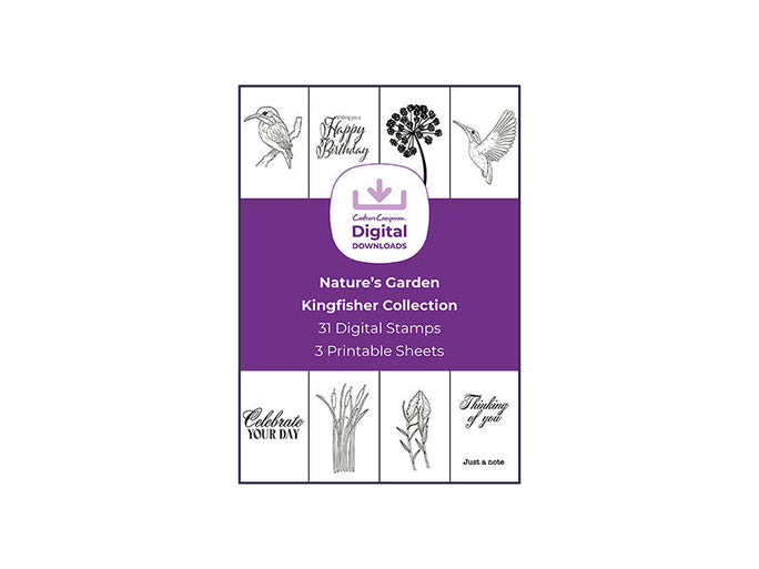 Nature's Garden Kingfisher Collection - Digital Stamp Sheets - 11" x 8.5"