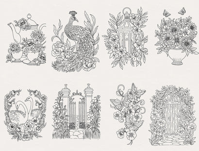 Watercolour Floral Colouring Sheets 5" x 7"