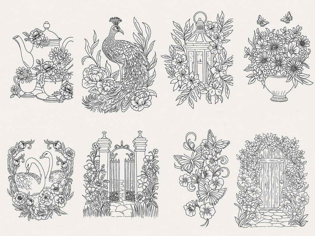 Watercolour Floral Colouring Sheets 5