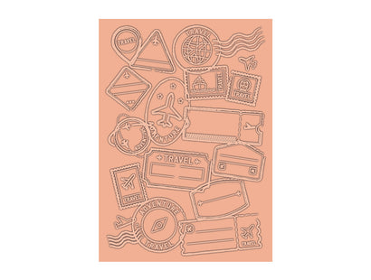 Retro Vacay - Travel Stamps 2D Embossing Folder 5" x 7"