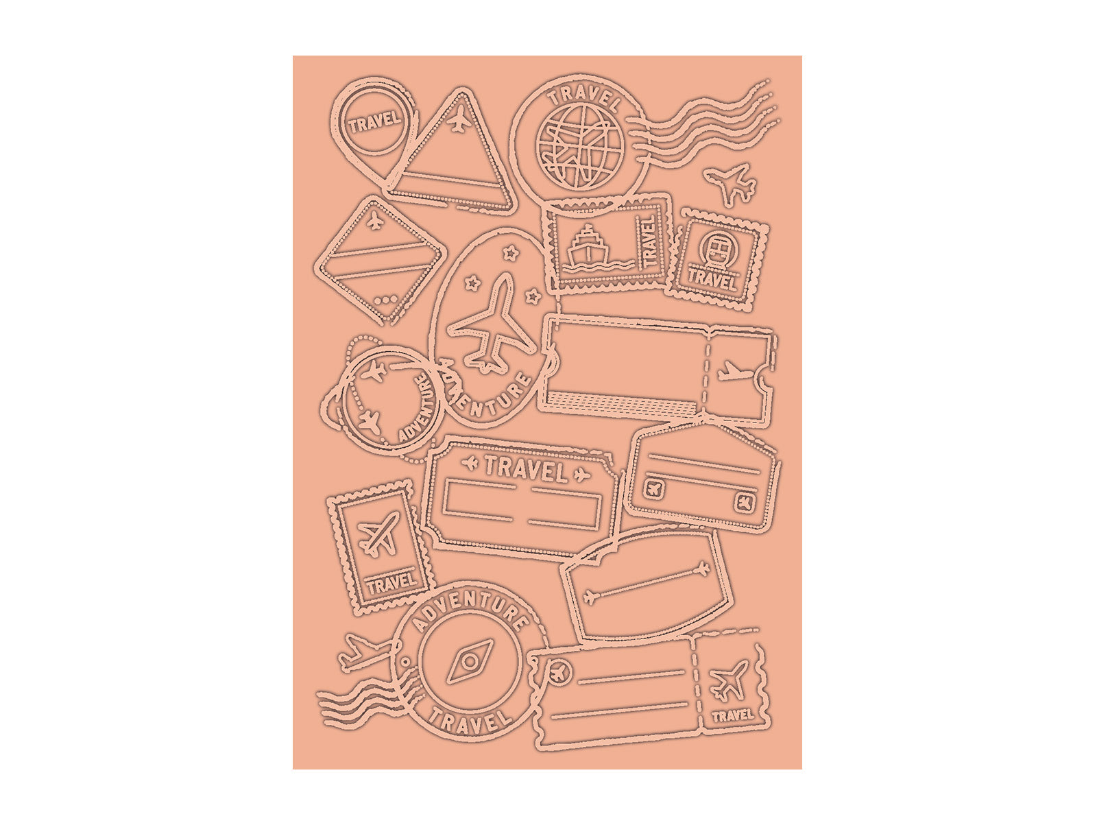 Retro Vacay - Travel Stamps 2D Embossing Folder 5" x 7"