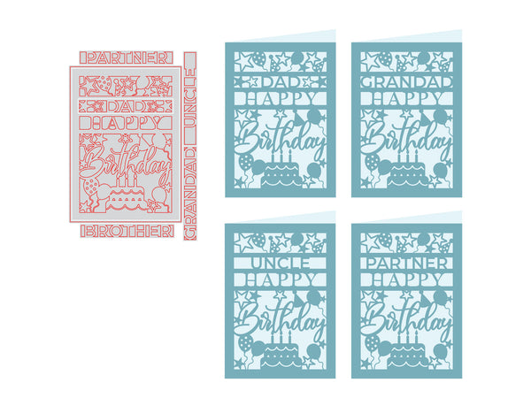 Happy Birthday Interchangeable Sentiment Create-a-Card Metal Die Set