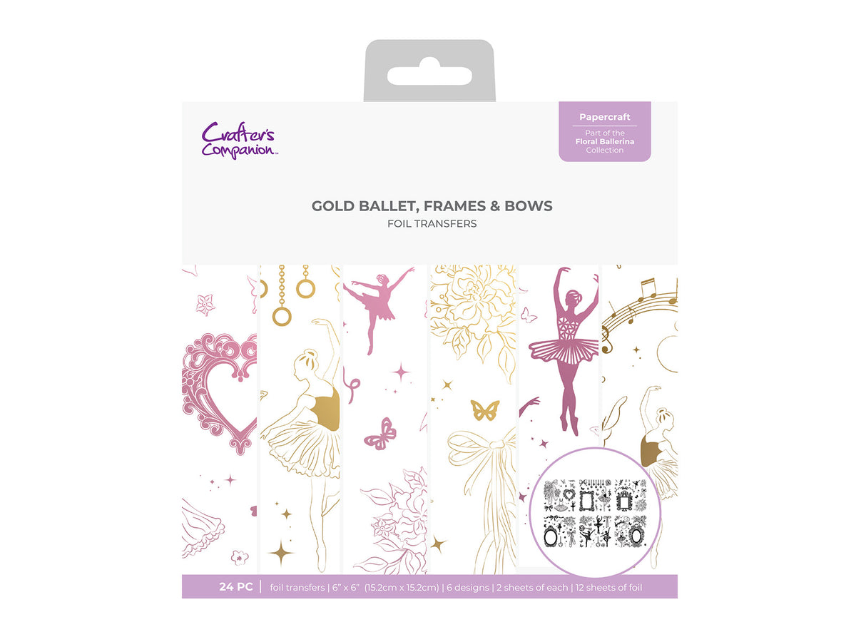 Gold Ballet, Frames & Bows Foil Transfers