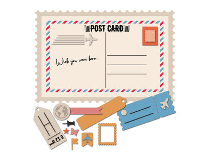 Retro Vacay - Postcard Stamp, Die & Stencil Set