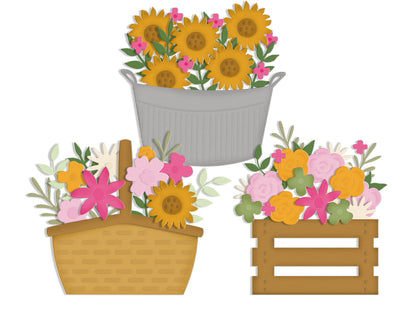 Nature's Garden Summer Garden - Floral Basket Metal Die Set