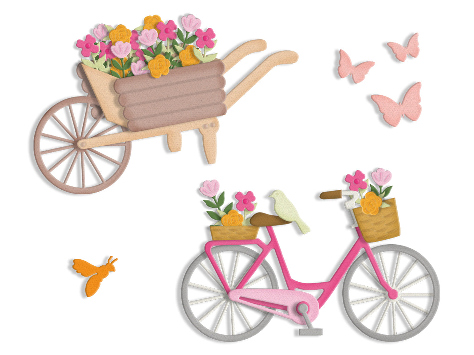Nature's Garden Summer Garden - Flower Cart & Bicycle Metal Die Set