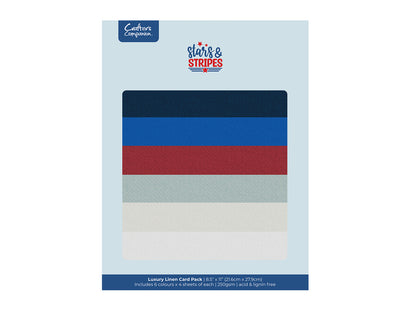 Stars & Stripes - Red, White & Blue Linen Card A4 Pack