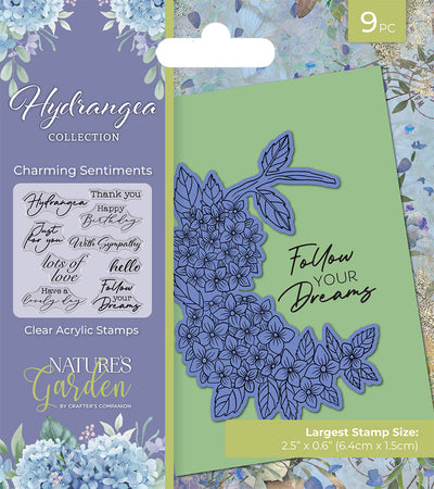 Nature's Garden - Hydrangea - Clear Acrylic Stamps - Charming Sentiments
