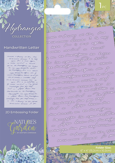 Nature's Garden - Hydrangea - 6x4 2D Embossing Folder - Handwritten Letter