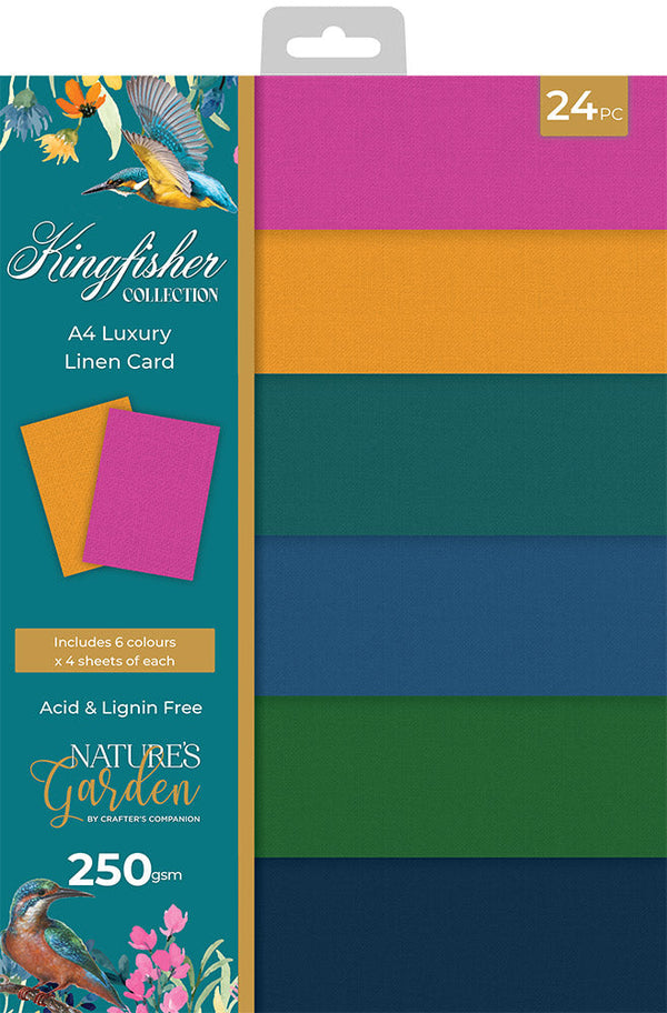 Nature's Garden A4 Luxury Linen Cardstock Kingfisher 250gsm | 24 Sheets