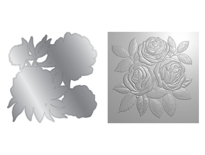 Nature's Garden - Midnight Floral 5.5"x5.5" 3D Embossing Folder & Metal Die - Rose Blooms
