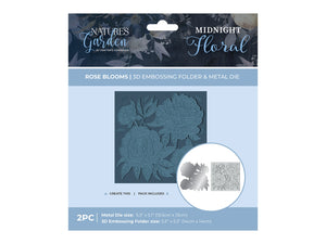 Nature's Garden - Midnight Floral 5.5"x5.5" 3D Embossing Folder & Metal Die - Rose Blooms