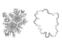 Nature's Garden - Midnight Floral Stamp & Die - Butterfly & Rose Blooms