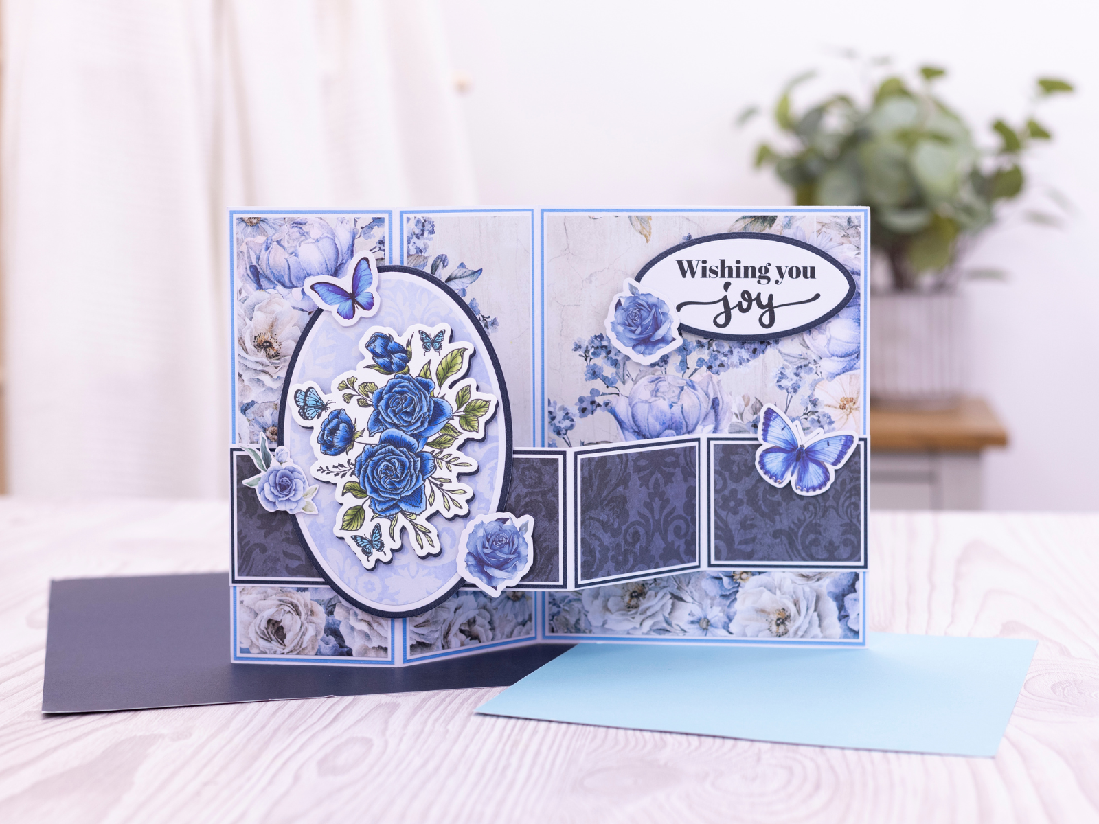 Nature's Garden - Midnight Floral Stamp & Die - Butterfly & Rose Blooms